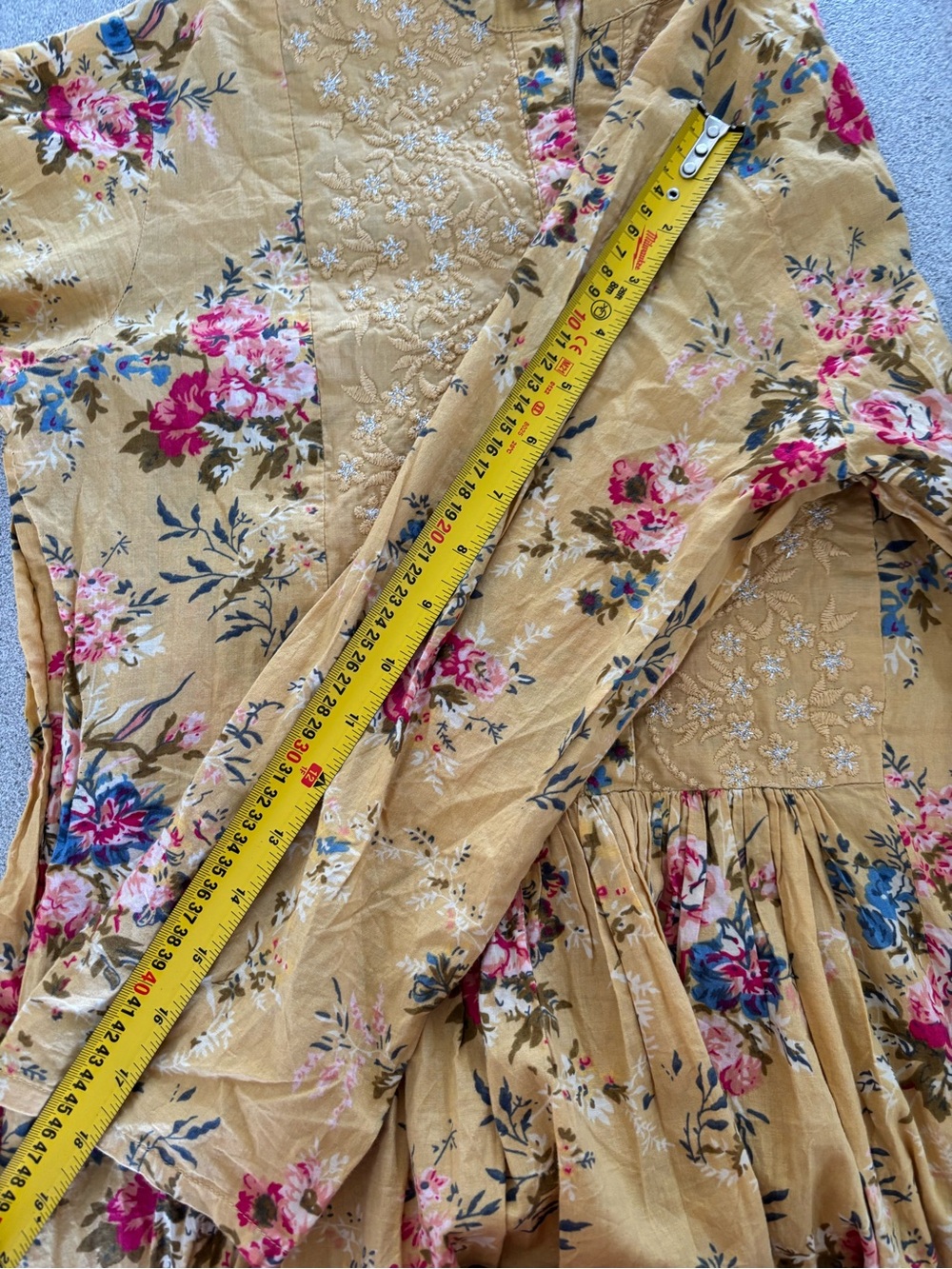 Floral Prairie Midi Maxi Dress Cottagecore Boho Cotton Country Embroidery Small - Picture 9 of 10